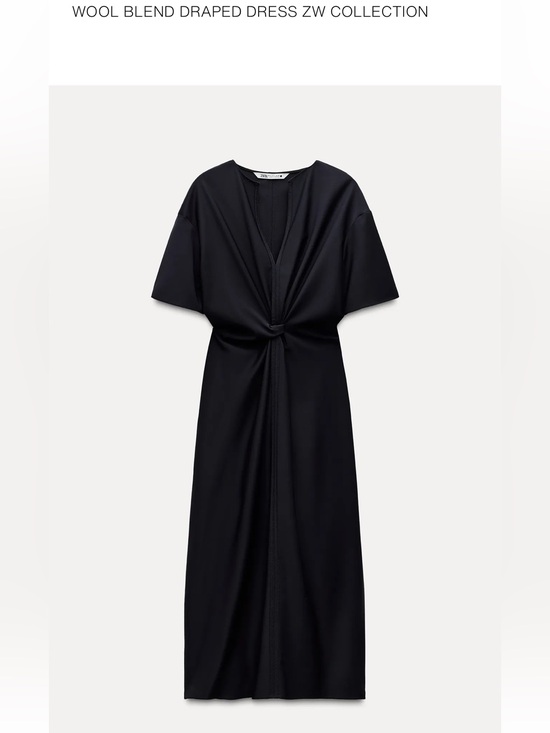 Zara Dresses & Skirts - NWT Zara ZW Collection Wool-Blend Draped Navy Darted Dress size XL.